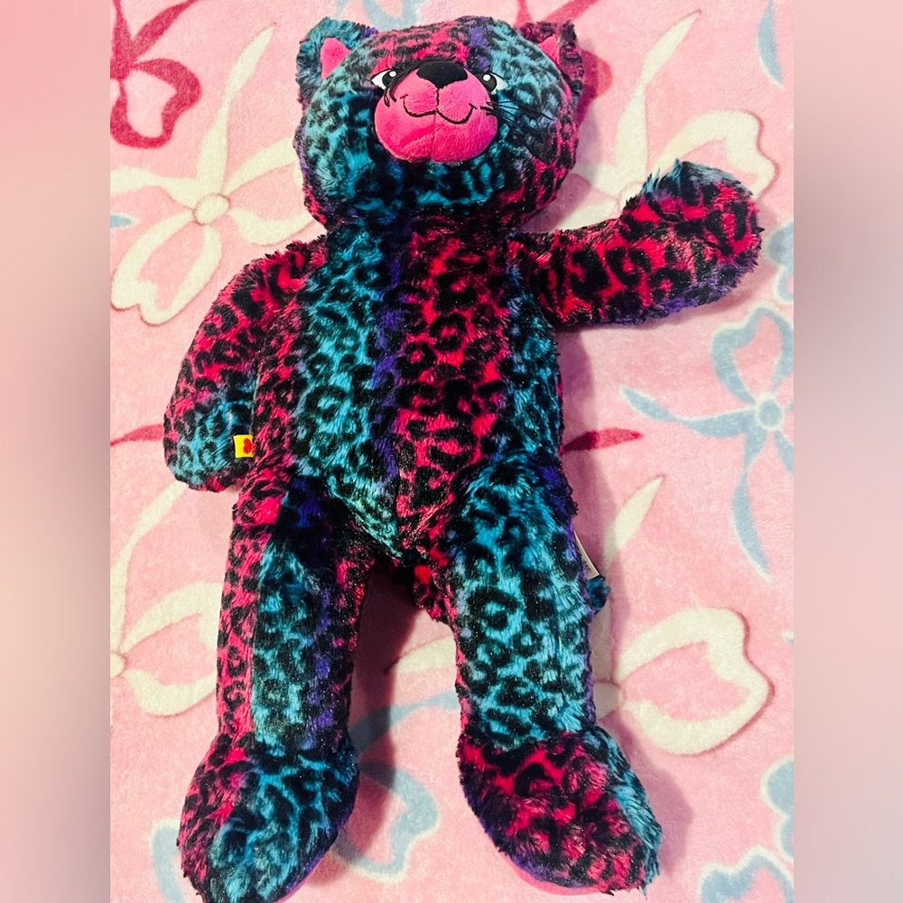 Build-A-Bear Pink and Blue Leopard Plush